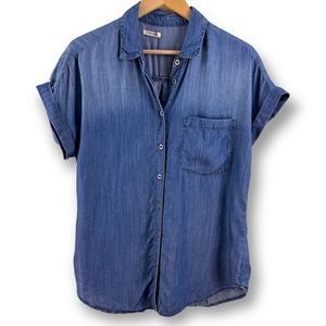 Sneak Peek denim button down top size M